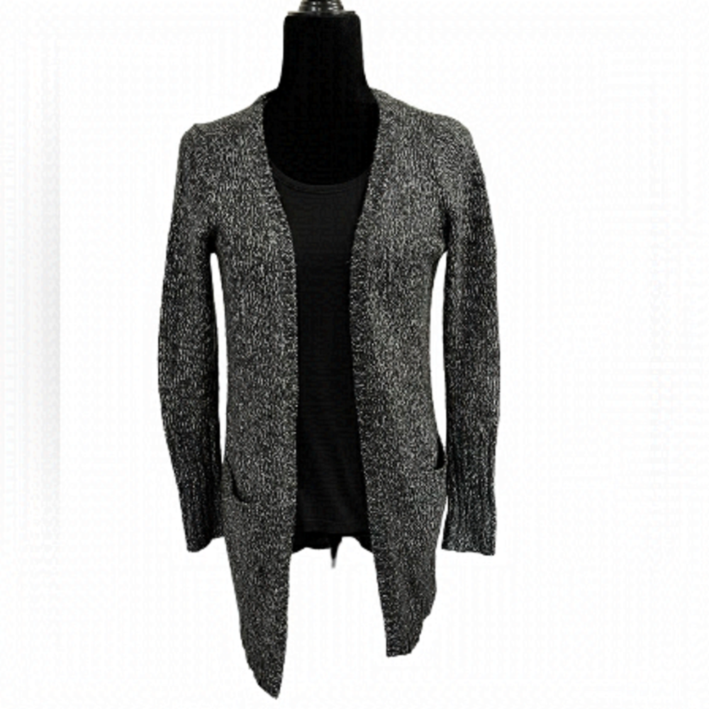 Vero Moda Black and White Knit Long Open Front Cardigan - XSmall